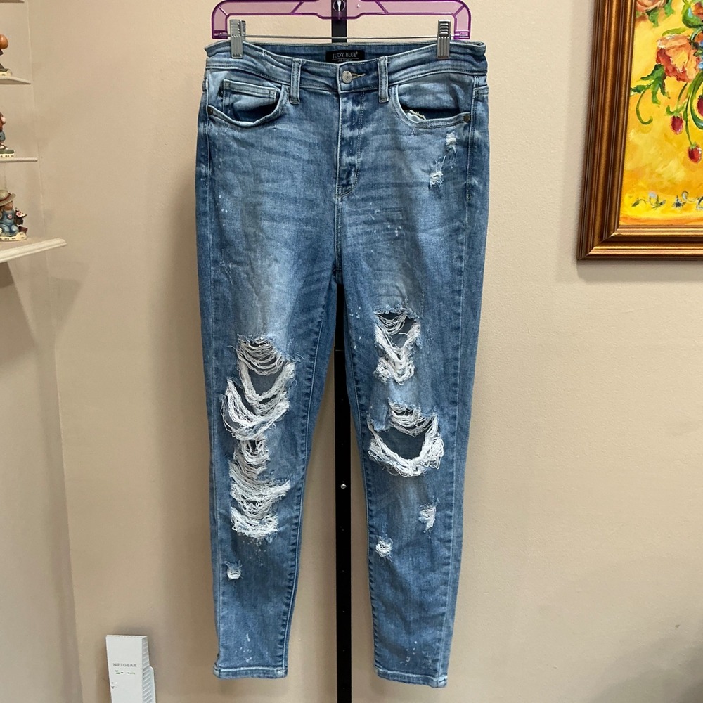 Judy Blue Skinny Jeans JB82293LT 11/30 Light‎ Wash Distressed  High Rise